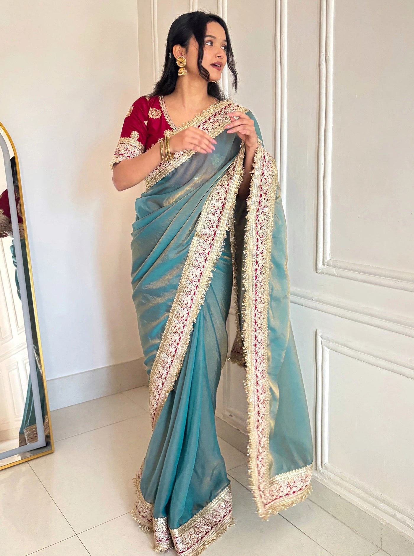 Attractive Fandy Stylish Look Party Wear Saree