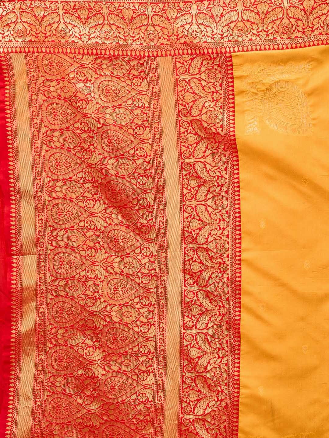 Yellow Silk Jacquard Weave Designer Saree