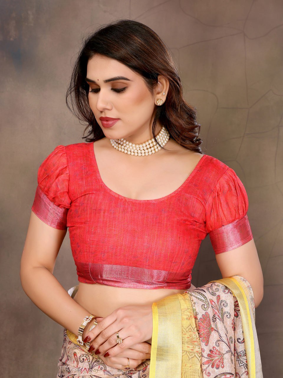 Shop Yellow Cotton Linen Saree with Handprinted Motifs Online | Pure Fabric Festive Wear | Free Pan-India Shipping | Blouse Included | Pehrile