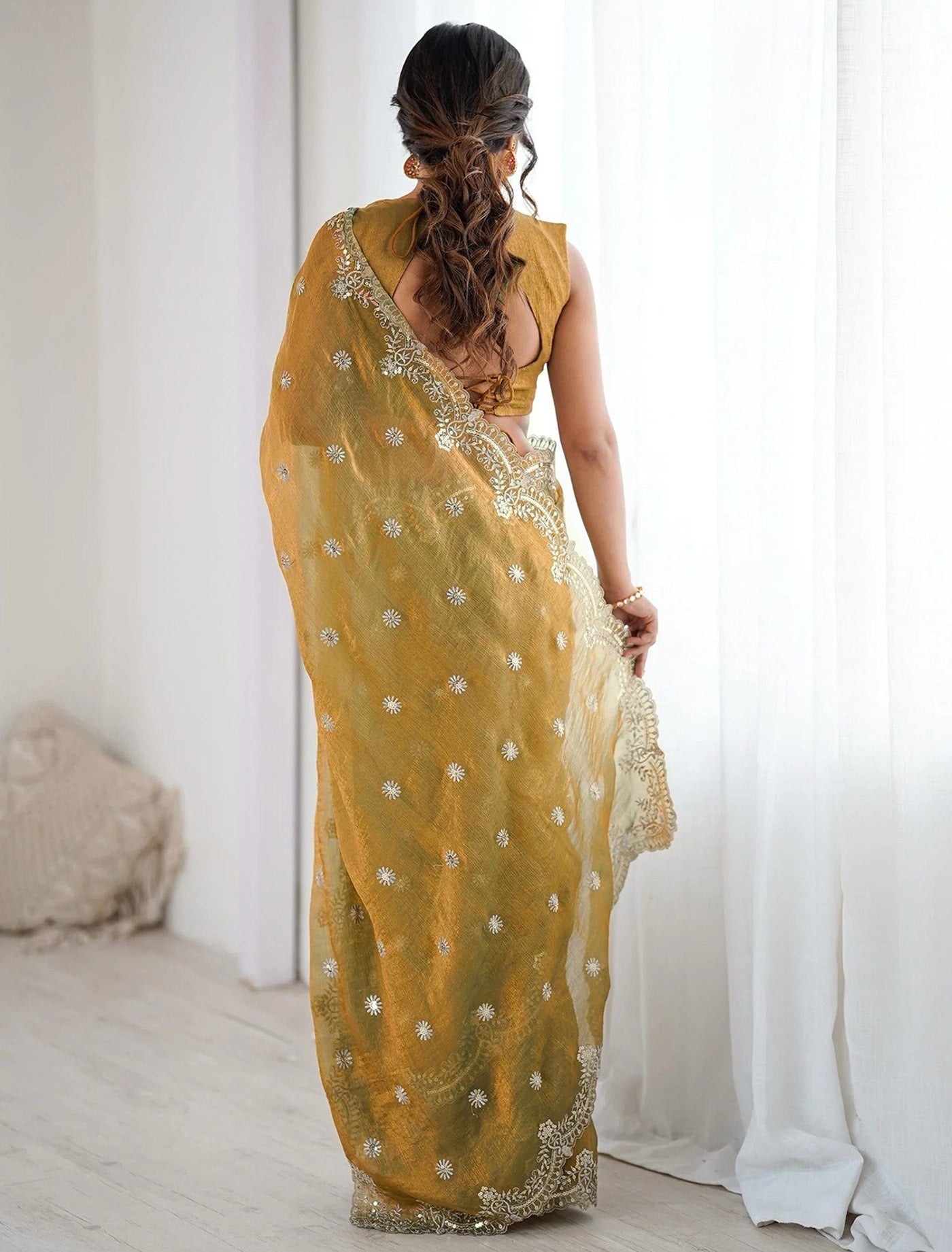 Green Fandy Facbric Designer Work Party Wear Saree