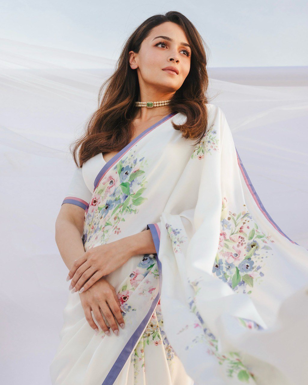 Festive Party Wear Satin Silk White Saree