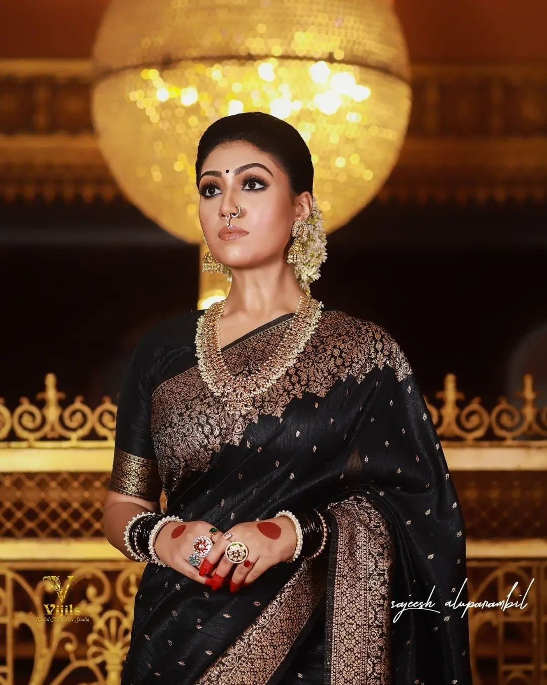 Black Silk Solid Jacquard Weave Designer Saree