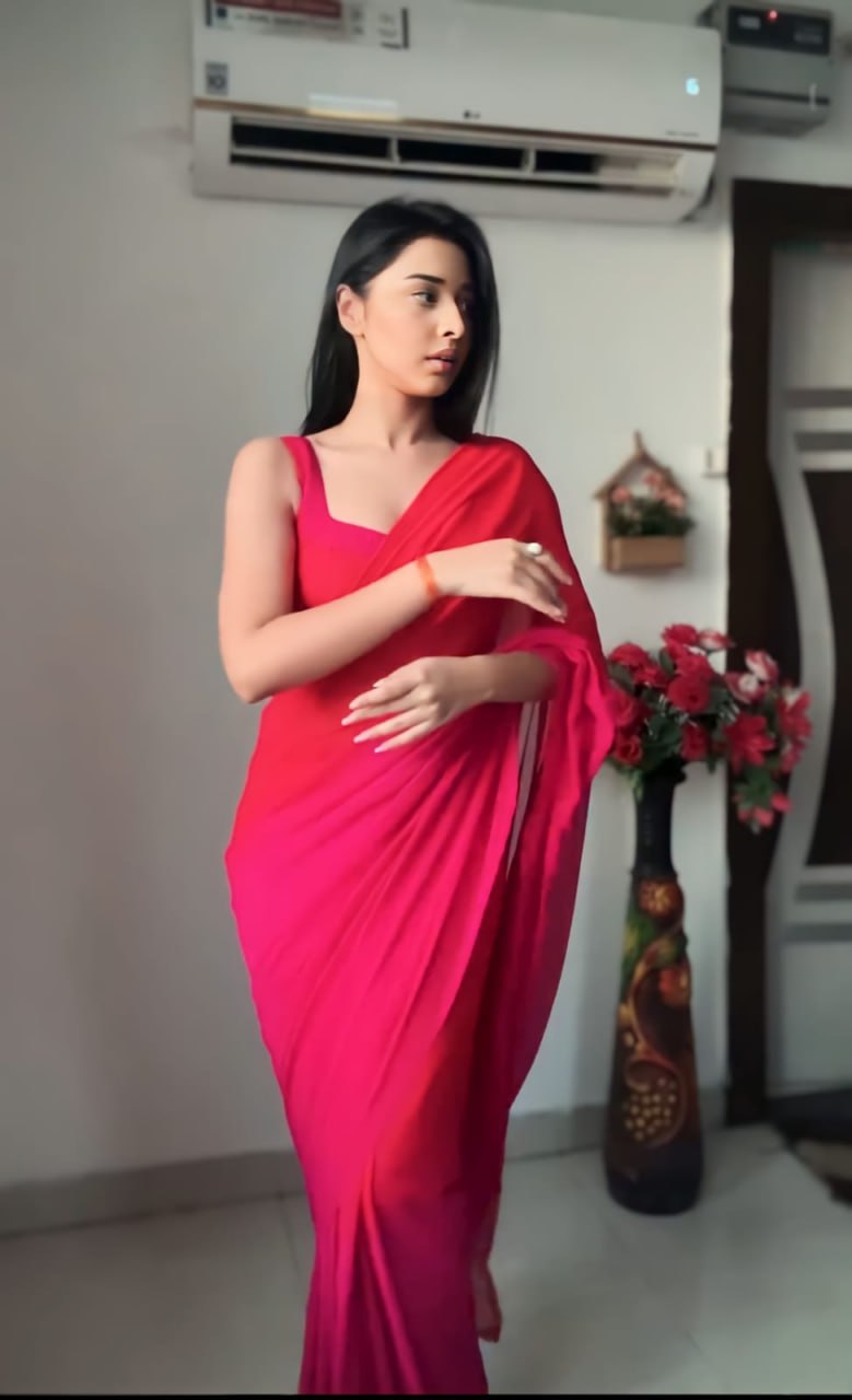 Red Soft Georgette Silk Ready To Wear Saree