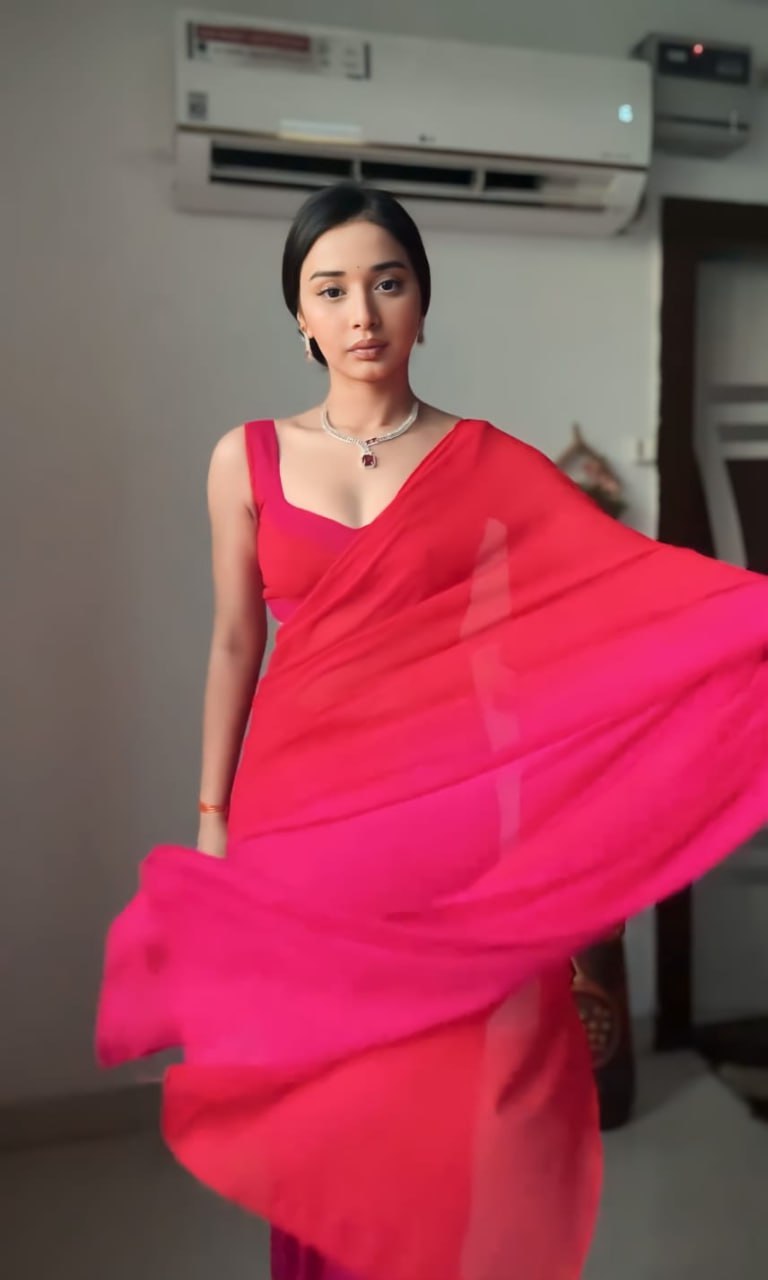 Red Soft Georgette Silk Ready To Wear Saree