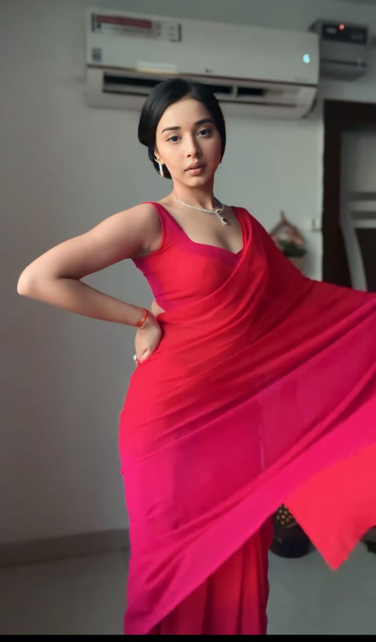 Red Soft Georgette Silk Ready To Wear Saree