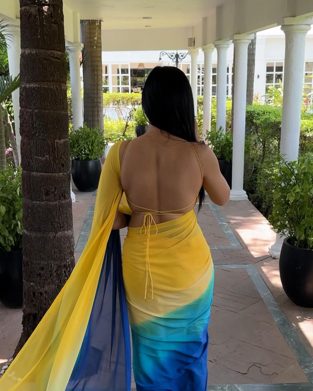 Yellow Multi Georgette Ready To Wear Saree