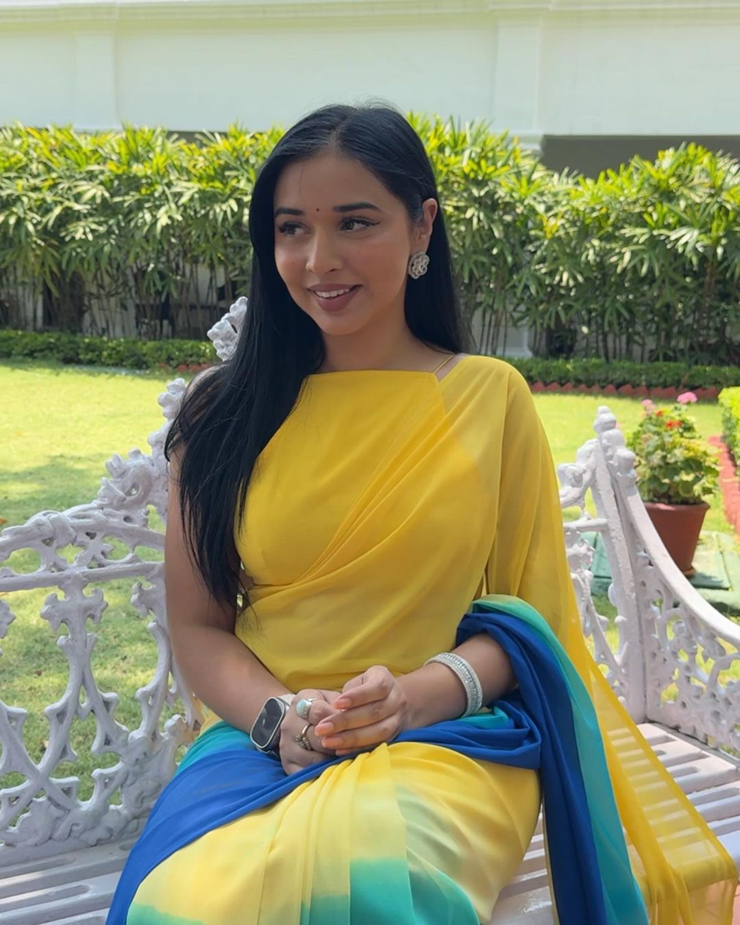 Yellow Multi Georgette Ready To Wear Saree