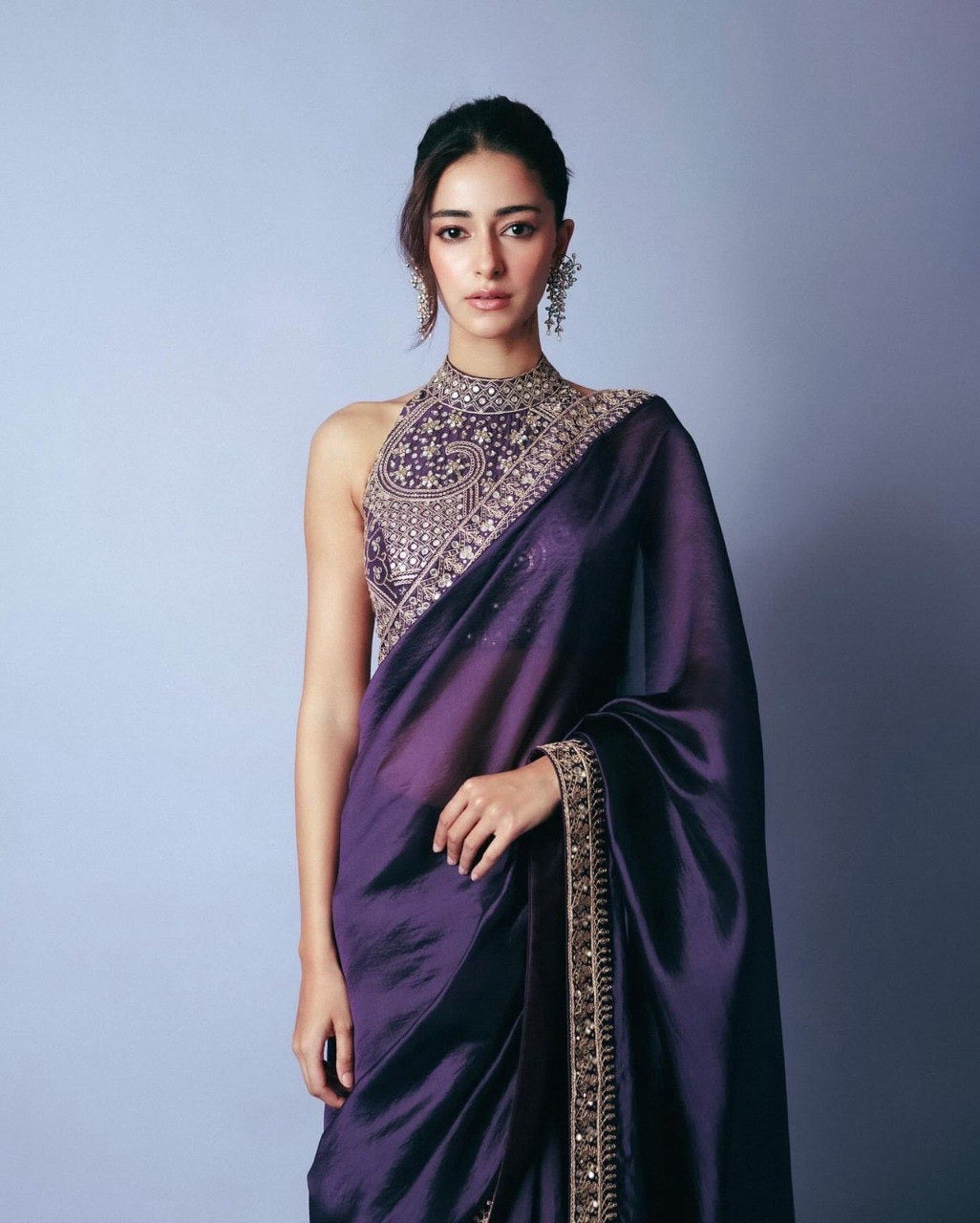 Purple Frendy Silk Ready To Wear Saree
