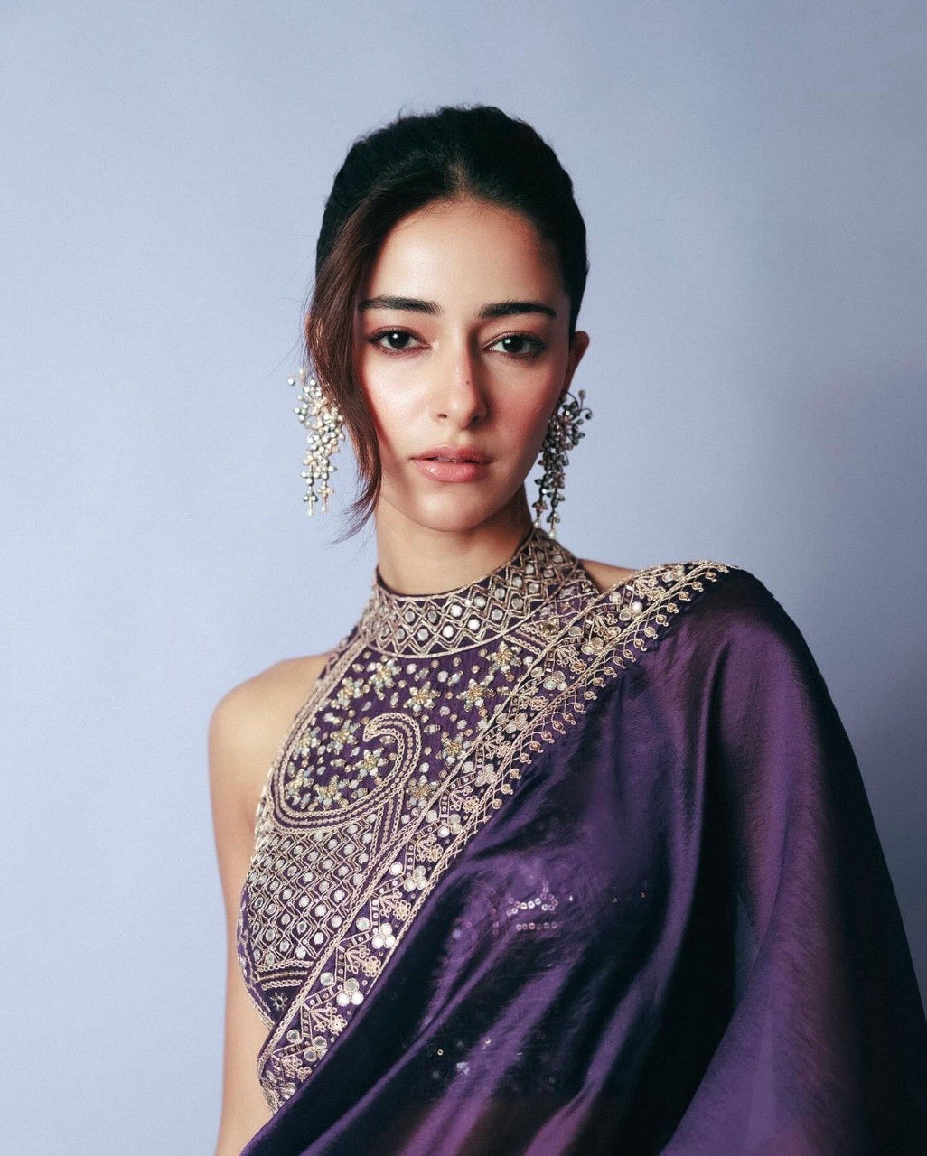 Purple Frendy Silk Ready To Wear Saree