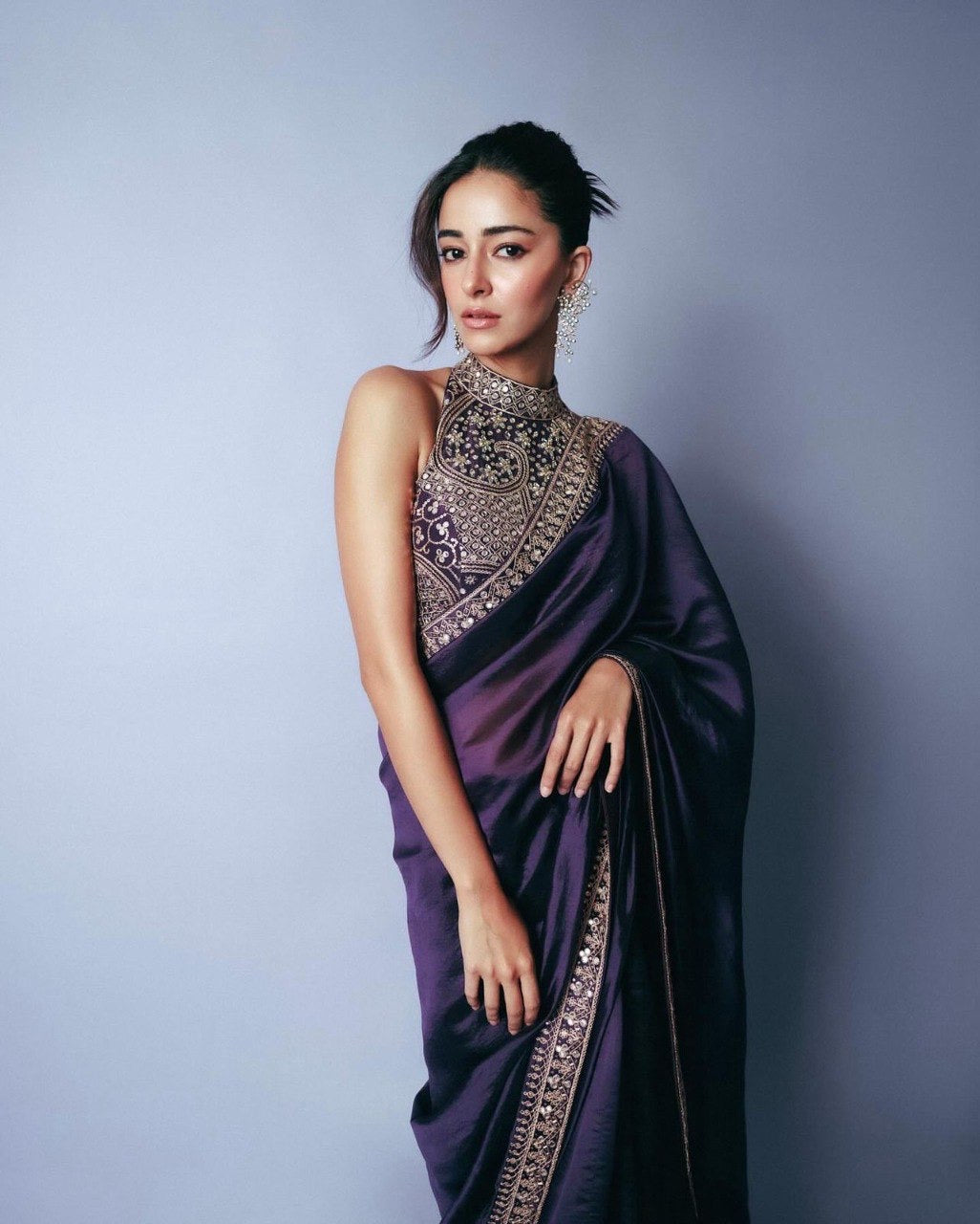 Purple Frendy Silk Ready To Wear Saree