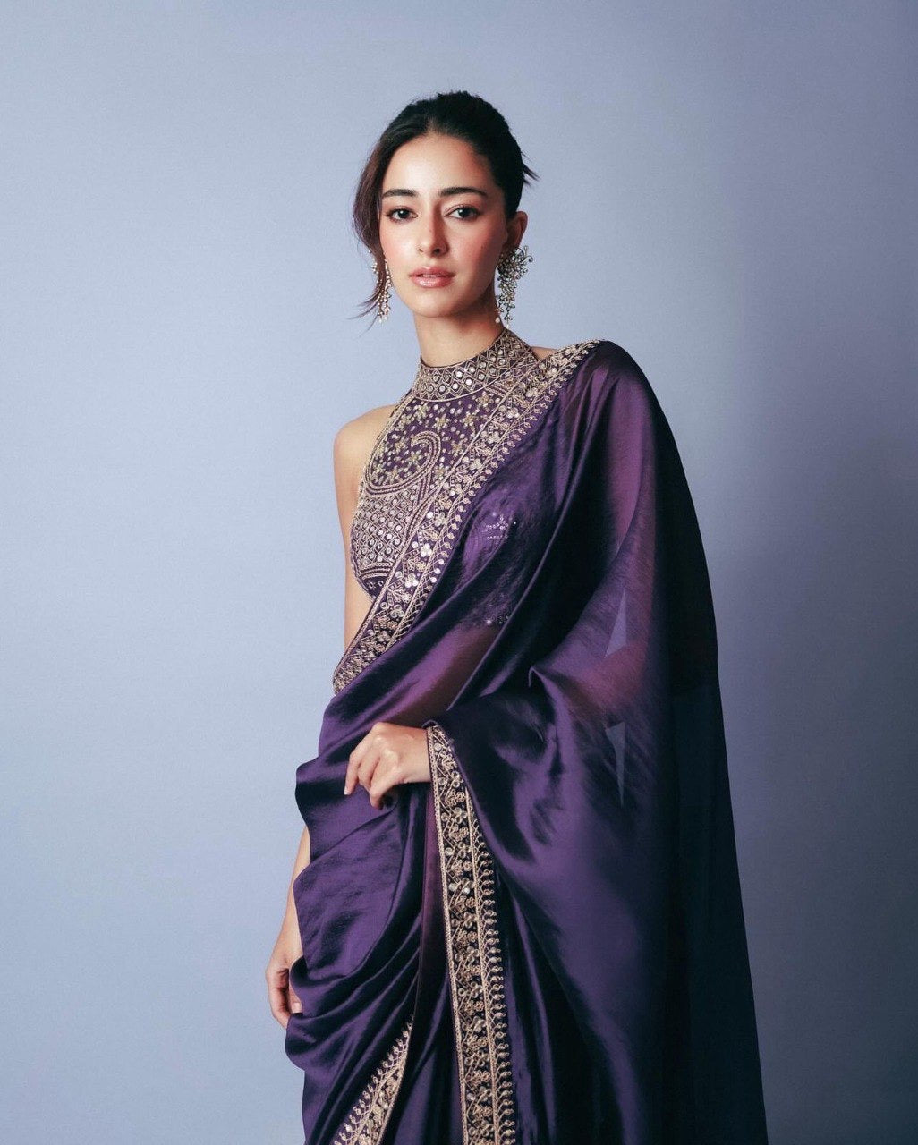 Purple Frendy Silk Ready To Wear Saree