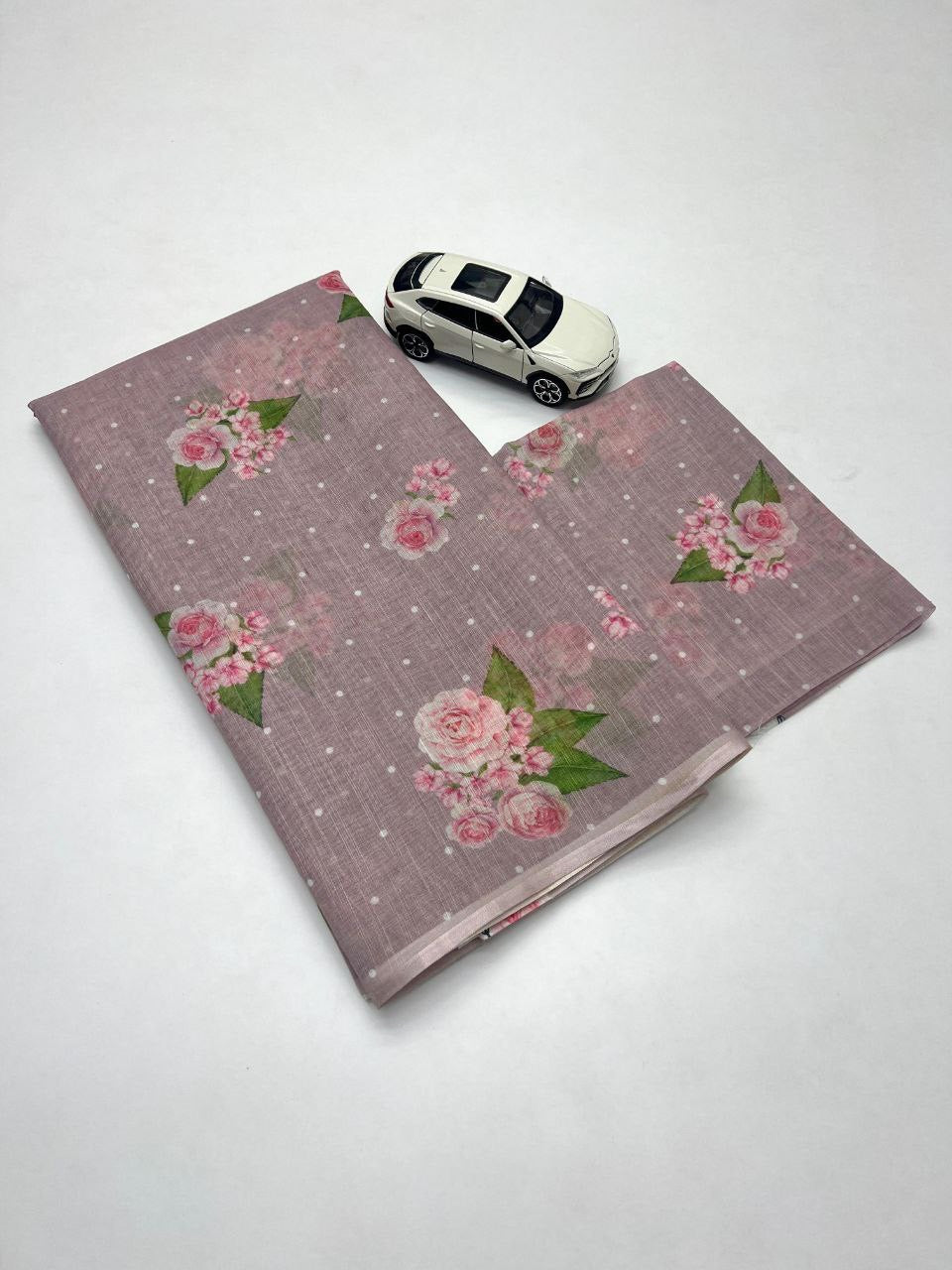 Soft Pink Plain Line Digital Printed Saree
