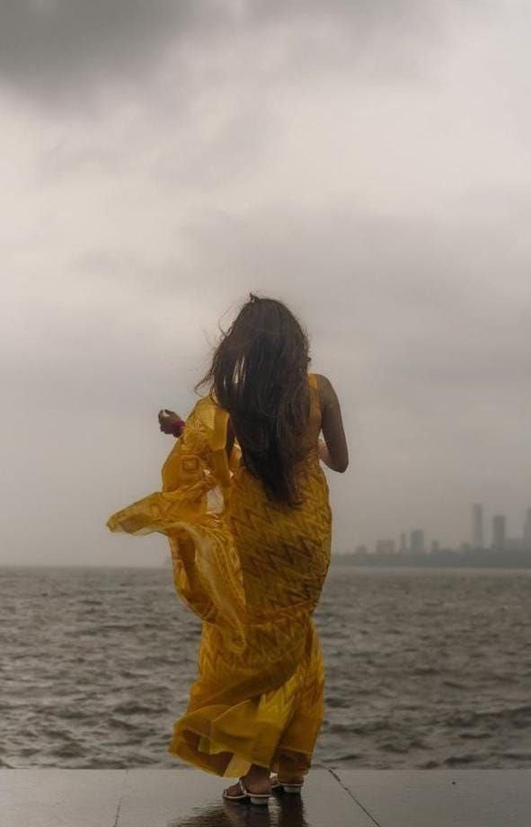 Yellow Linen With Gold Zari Digital Printed Saree