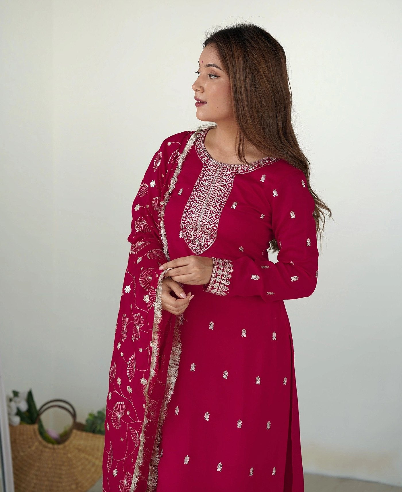Pink Georgette Embroidered Kurta Set 
