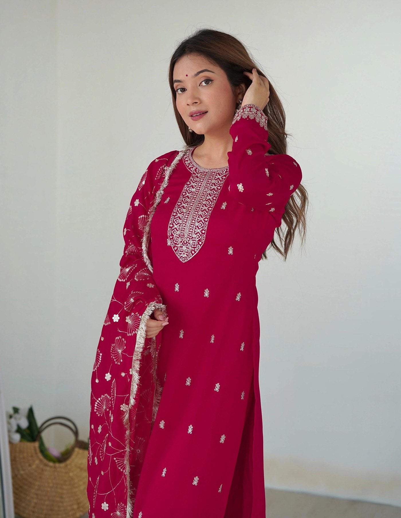 Pink Georgette Embroidered Kurta Set 