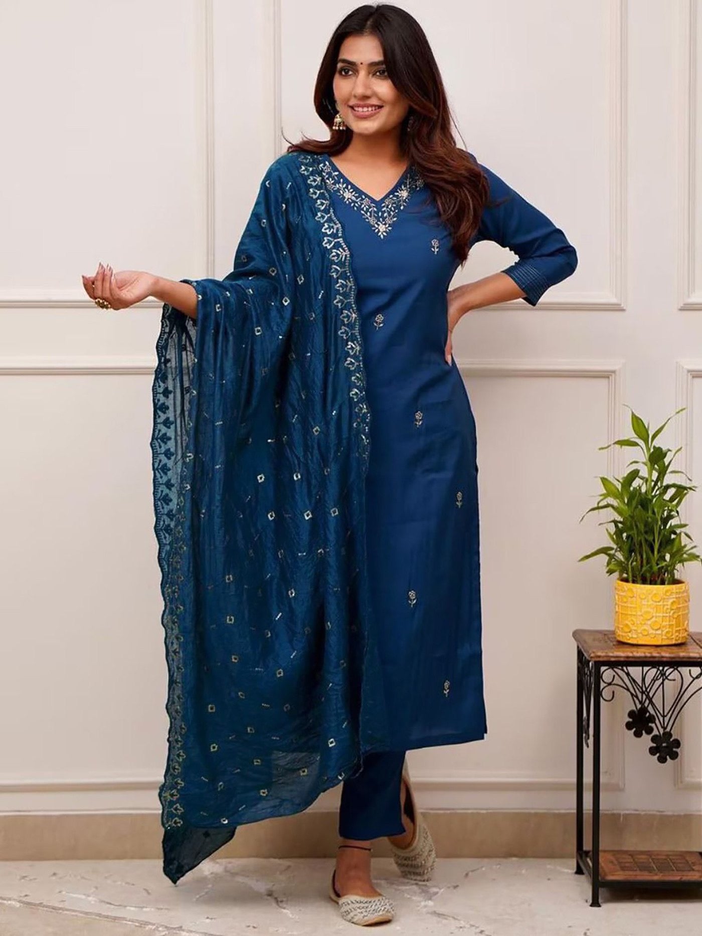 Cerulean Tesla Embroidered Kurta Set 