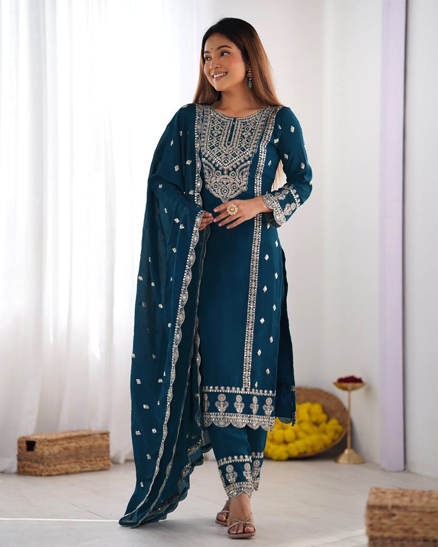 Cerulean Tesla Embroidered Kurta Set 