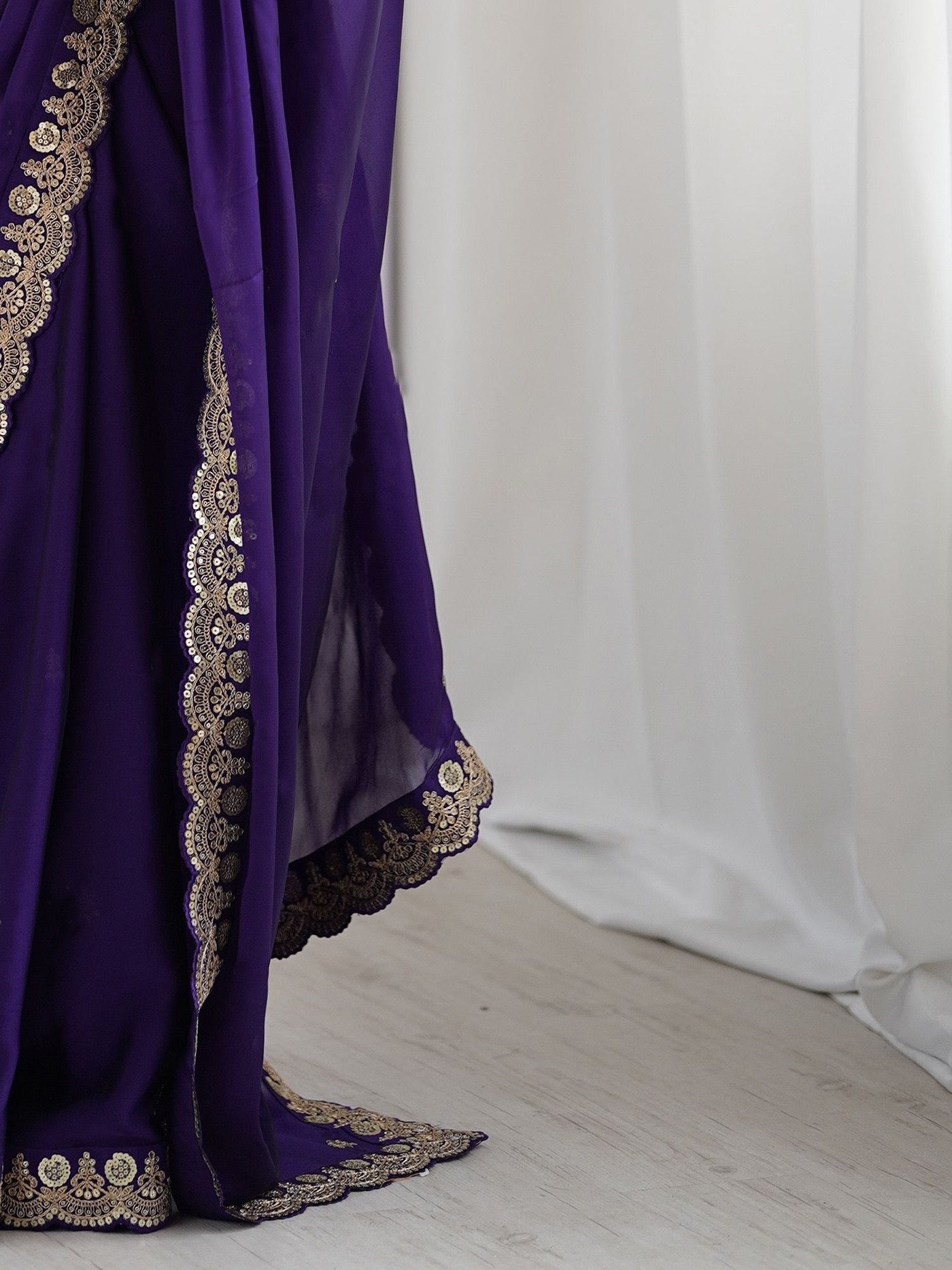 Purple Rangoli Embroidered Party Wear Saree 