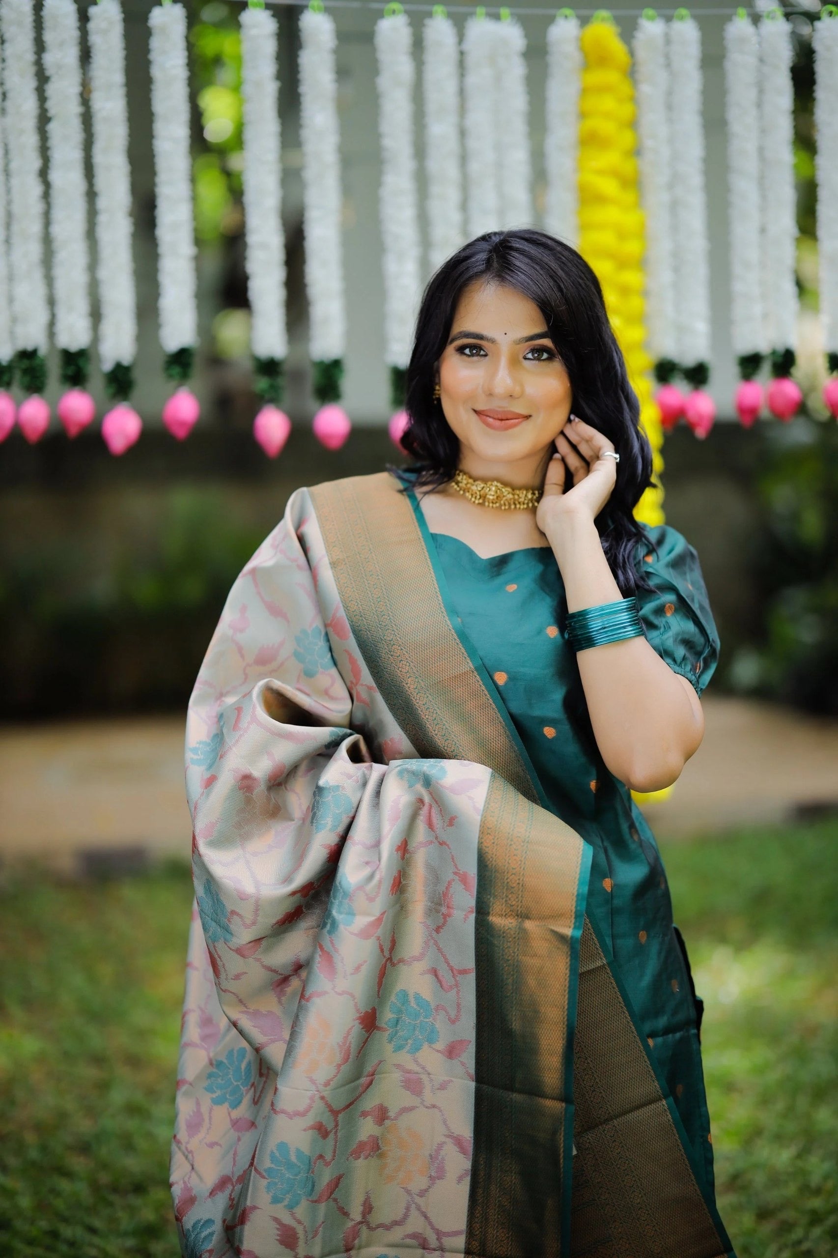 Cerulean Jacquard Weaving Kurta Set 
