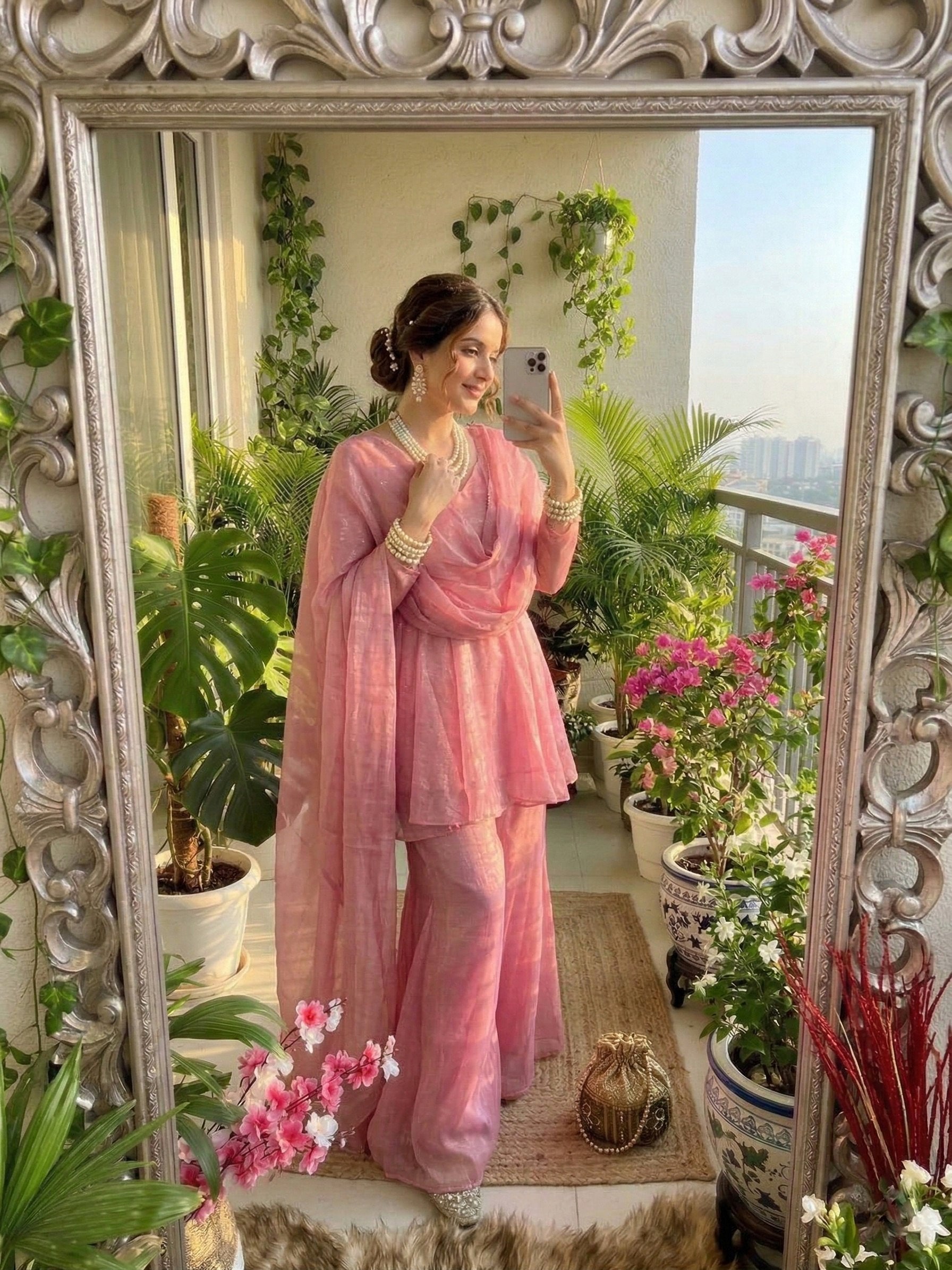 Crunchy Silk Full Sleeve Suit Set