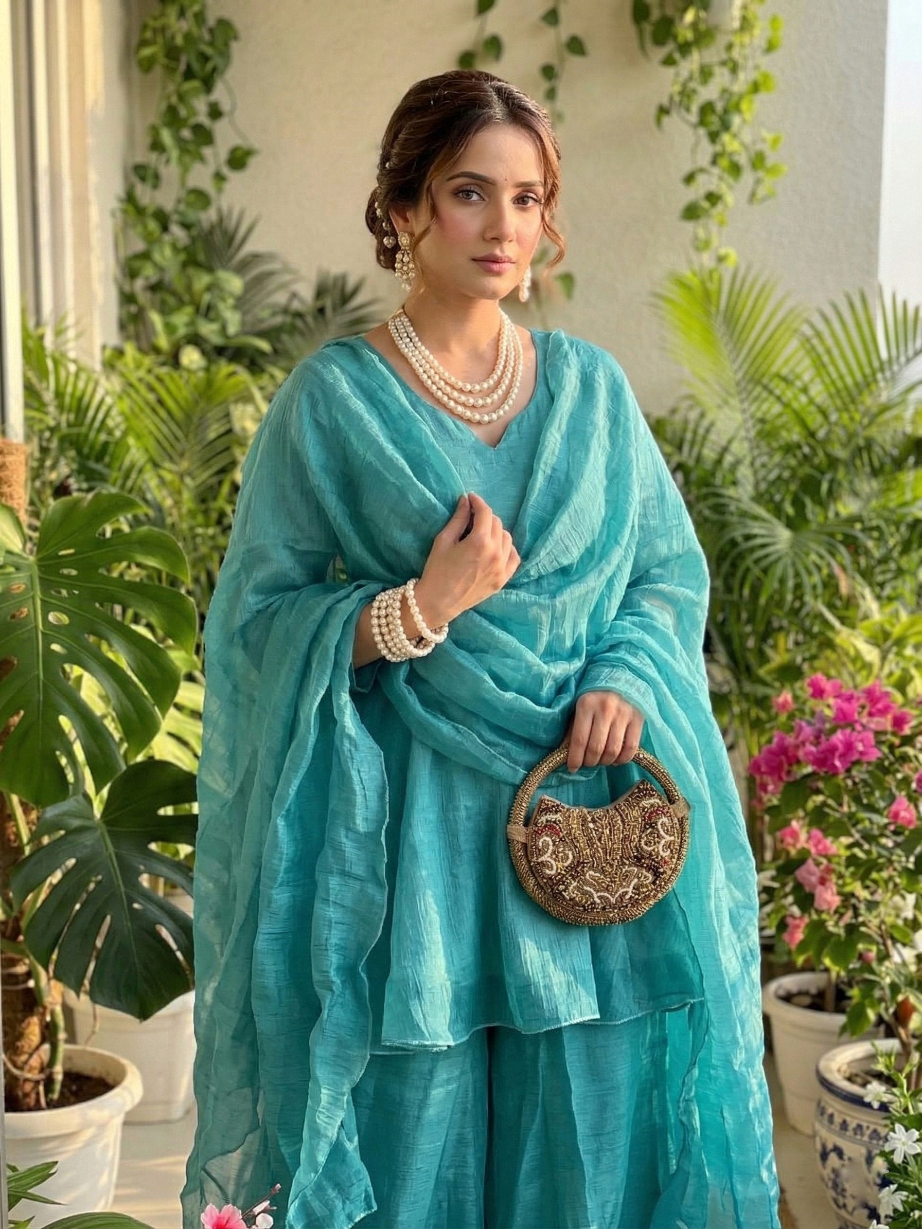 Crunchy Silk Full Sleeve Suit Set