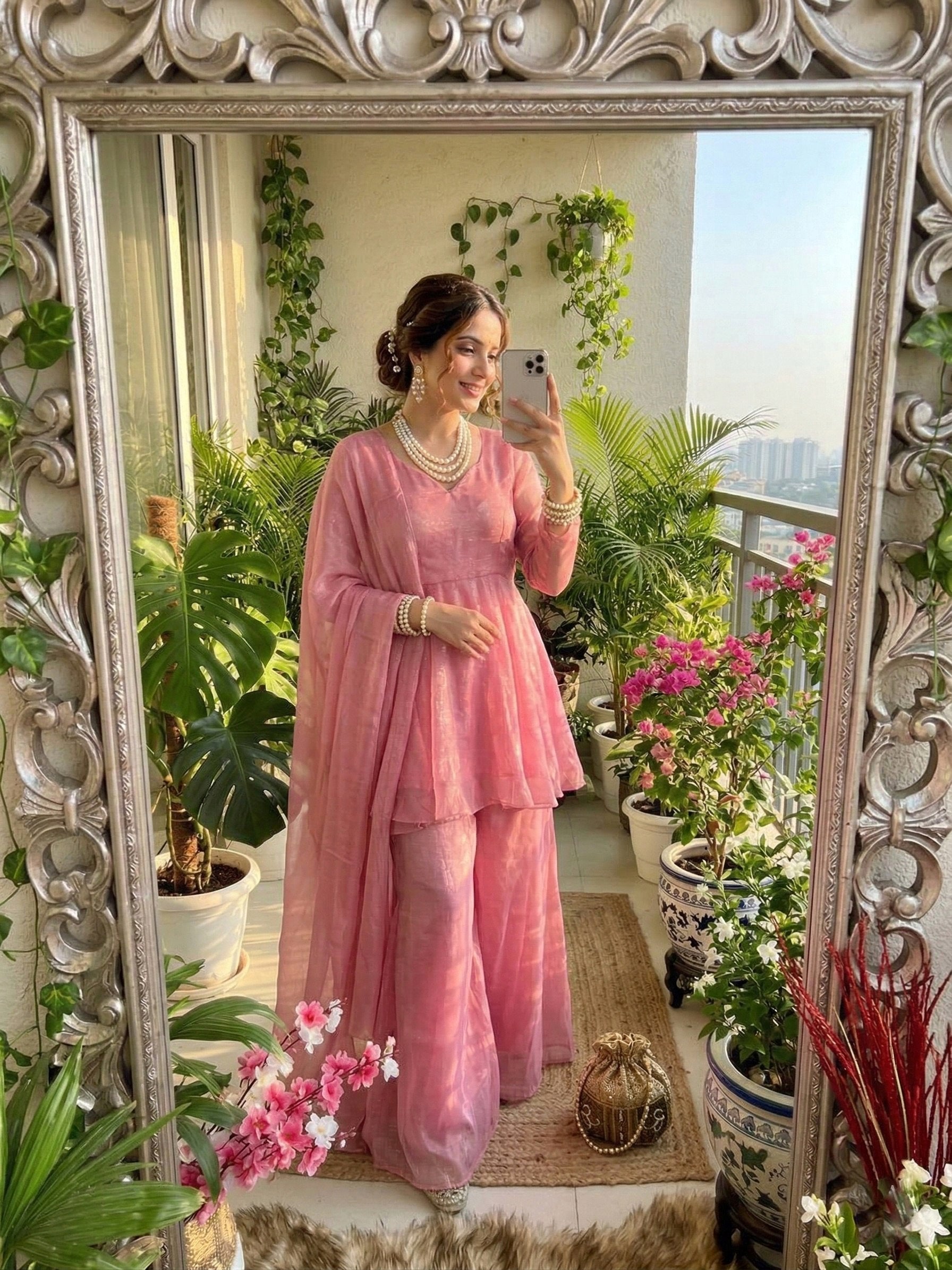 Crunchy Silk Full Sleeve Suit Set