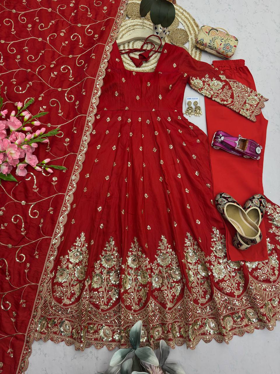 Rani Heavy Jelly Smimmer Silk Embroidery And Sequins Work Anarkali Suit