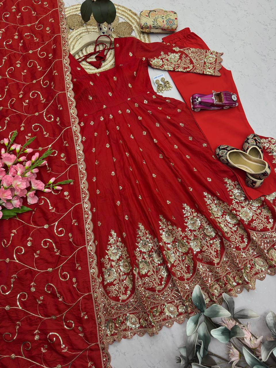 Rani Heavy Jelly Smimmer Silk Embroidery And Sequins Work Anarkali Suit