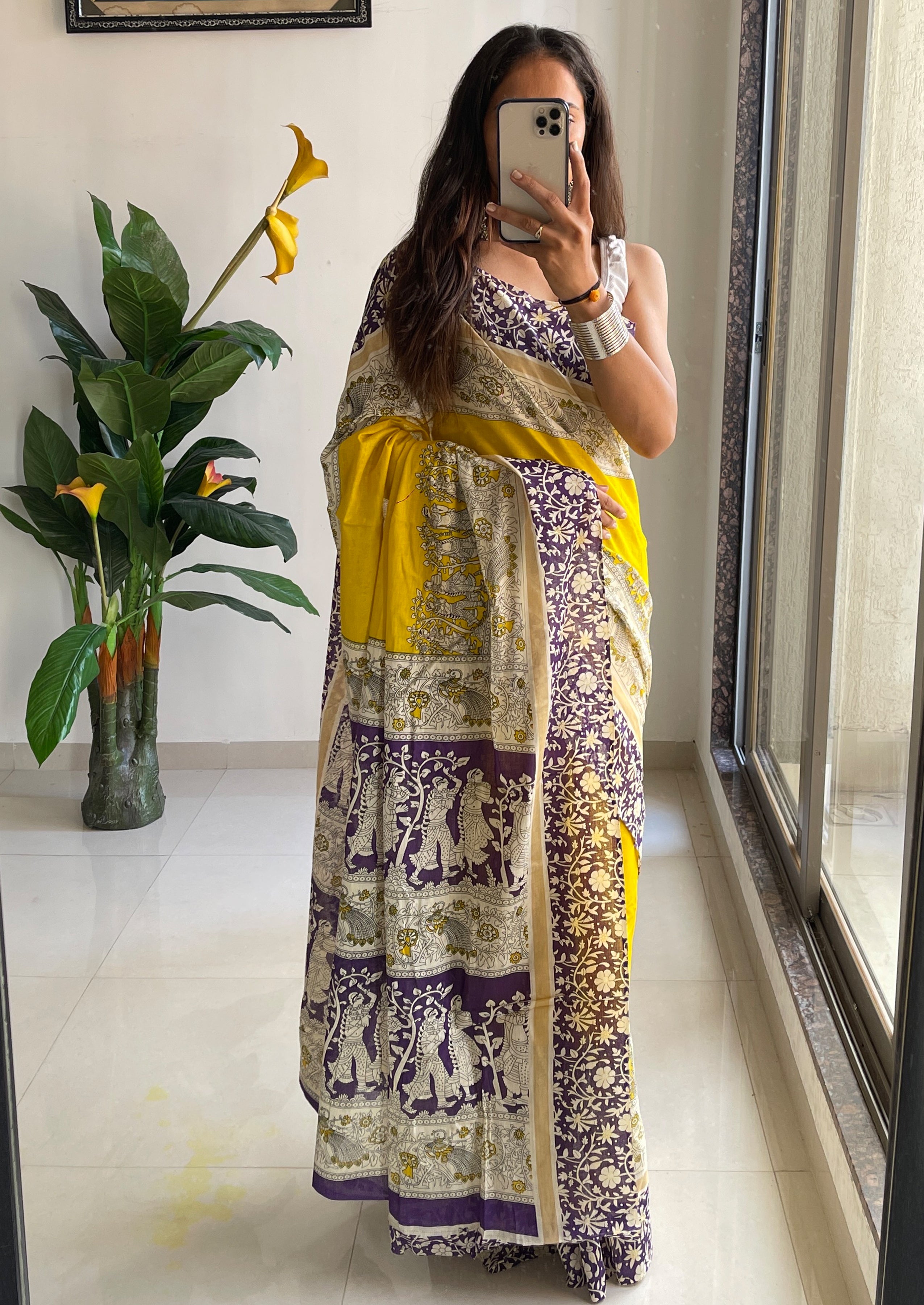 Pure Mul Cotton Traditional Kalmkari Handblock Print Saree