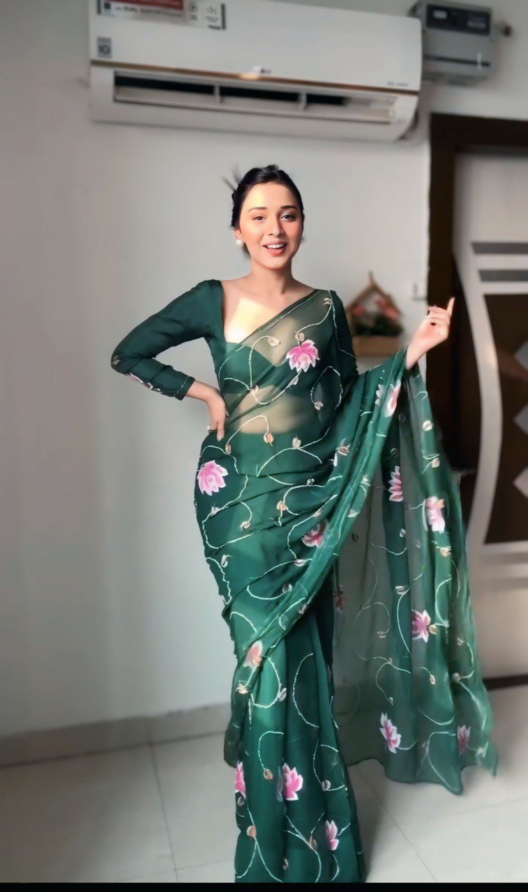Ready To Wear Designer Green Saree Wedding