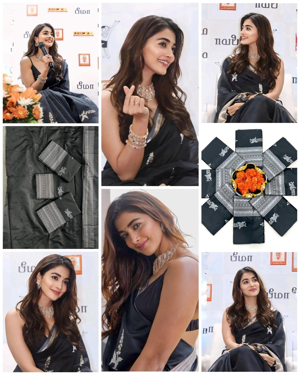 Black And Silver Jacquard Work Soft Lichi Silk Saree